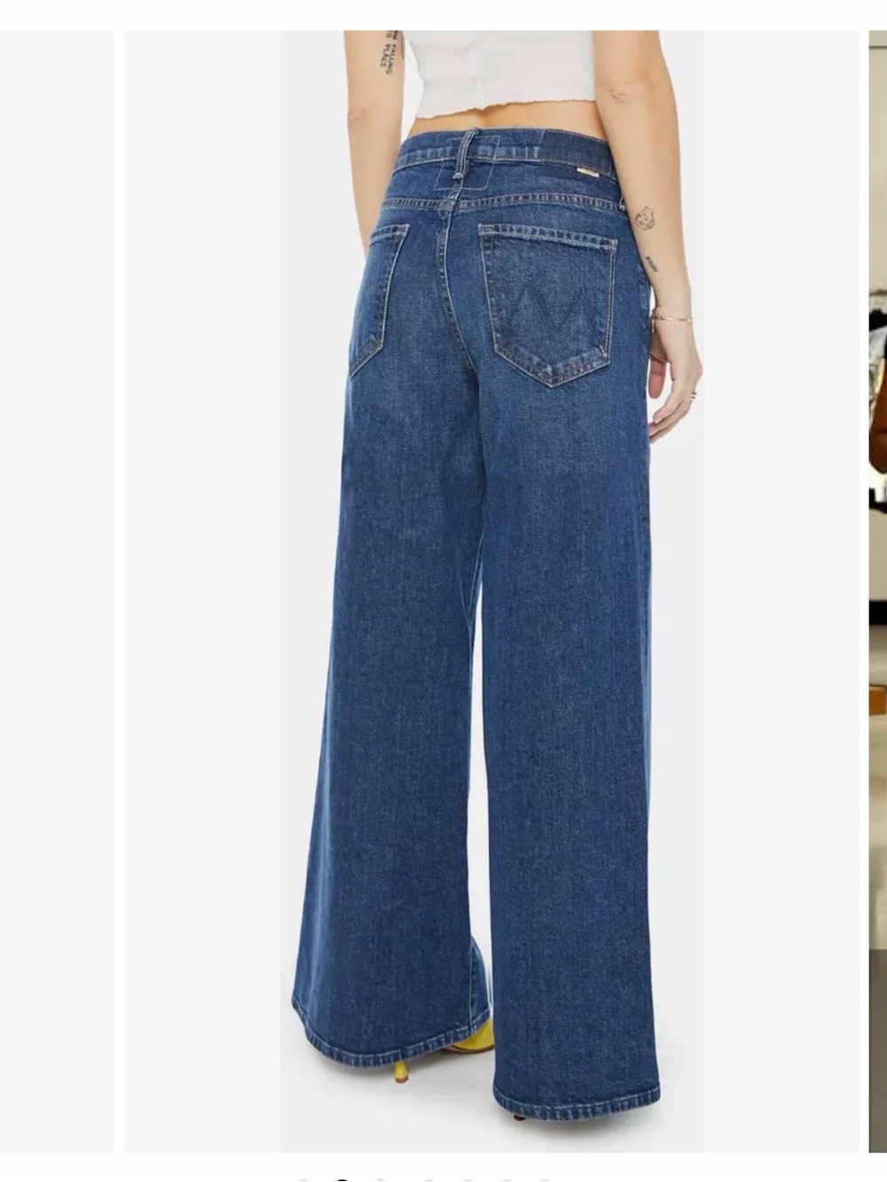 MOTHER The Lil' Ditcher Roller Sneak Jean wide leg petite, color Cannonball, 26
